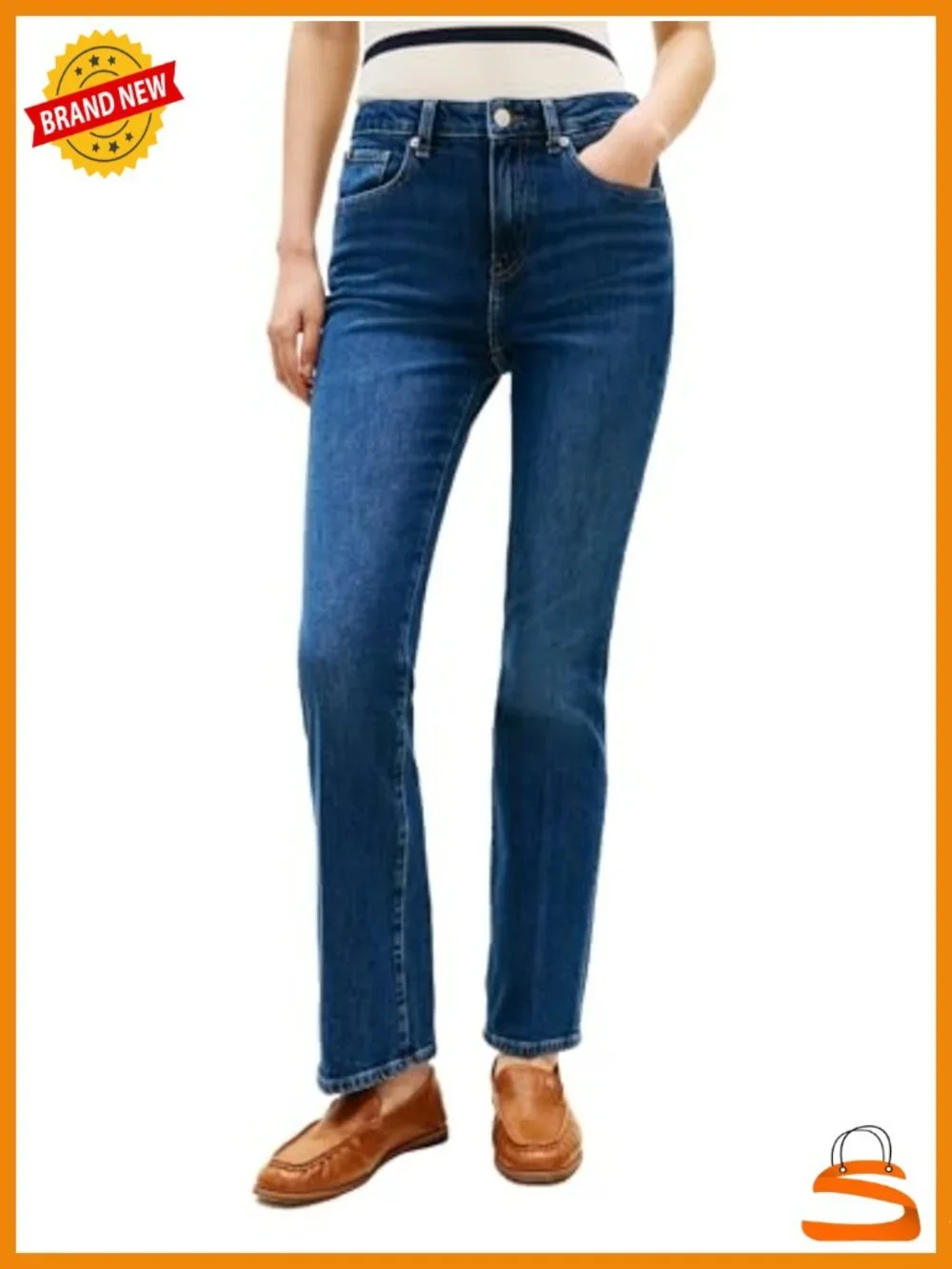 Mid Rise Bootcut Jeans with Stretch Cotton Blend
